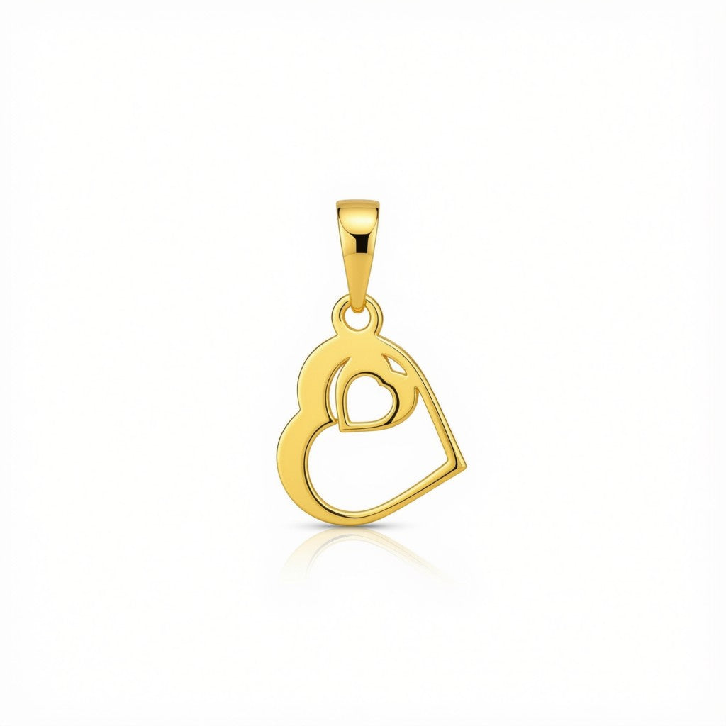 18k Two Heart Pendant - 18k Gold Pendant - Embellish Gold
