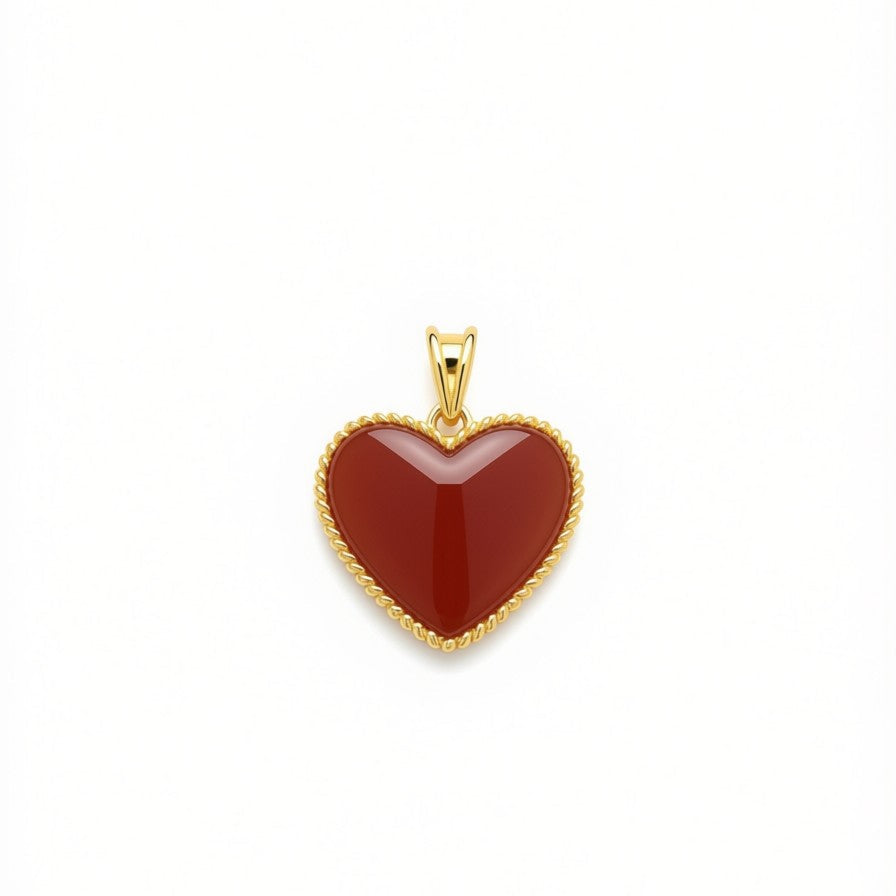 18k Gold Jade Heart Pendant