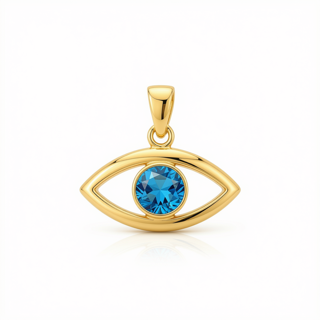 18k Gold Evil Eye 2 Pendants - 18k Gold Pendant - Embellish Gold Jewelry & Diamond