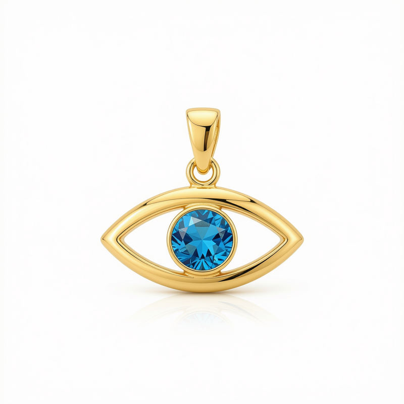 18k Gold Evil Eye 2 Pendants - 18k Gold Pendant - Embellish Gold Jewelry & Diamond