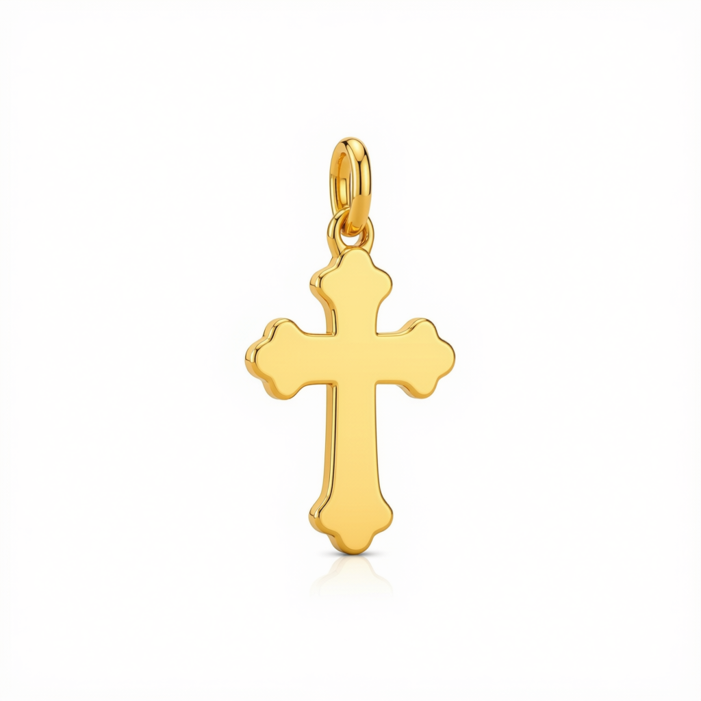 18k Gold Flat Cross Pendant - 18k Gold Pendant - Embellish Gold