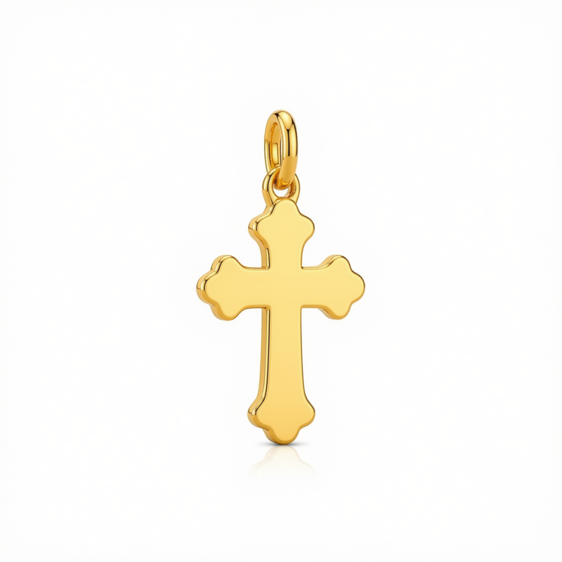 18k Gold Flat Cross Pendant - 18k Gold Pendant - Embellish Gold
