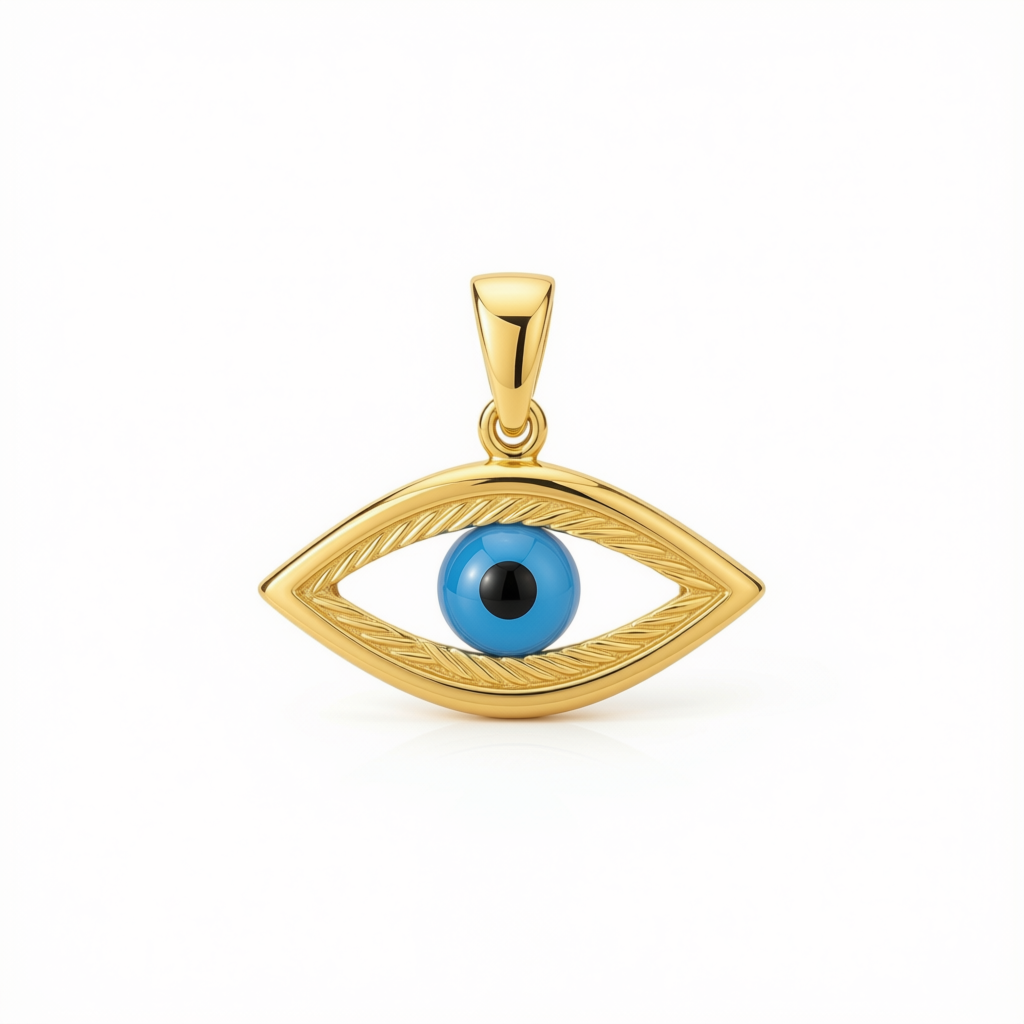 18k Gold Evil Eye 1 Pendant - 18k Gold Pendant - Embellish Gold