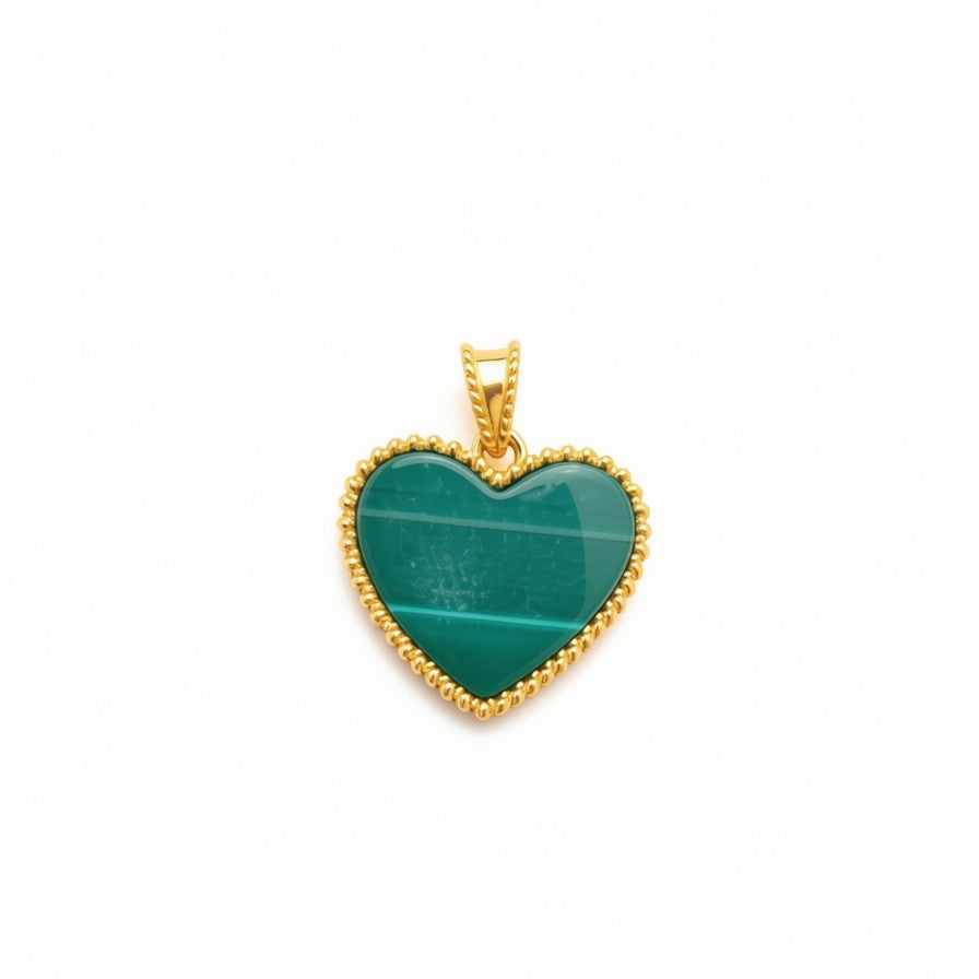18k Gold Jade Heart Pendant