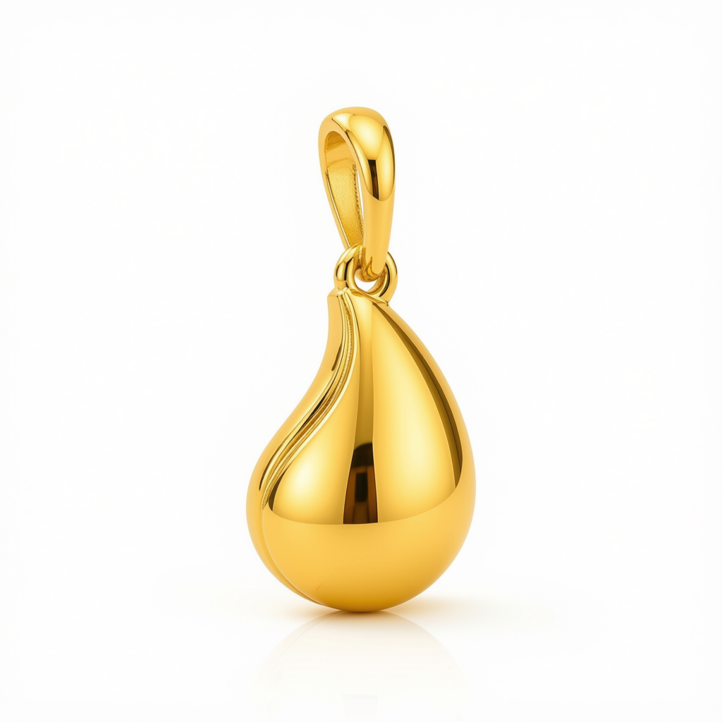 18k Gold Droplet Pendant - 18k Gold Pendant - Embellish Gold