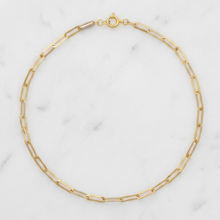 18k Gold Real Paperclip Bracelet - ad collection - Embellish Gold Jewelry & Diamond