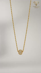 18k Gold Brass Ball with Rope Necklace