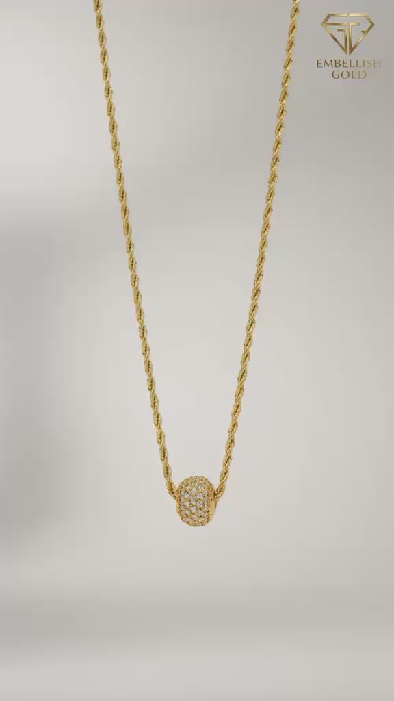 18k Gold Brass Ball with Rope Necklace - ad collection - Embellish Gold Jewelry & Diamond