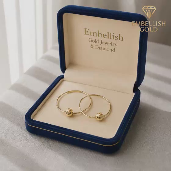 18k Gold Ball Loop Earrings - 18k Gold Earrings - Embellish Gold Jewelry & Diamond