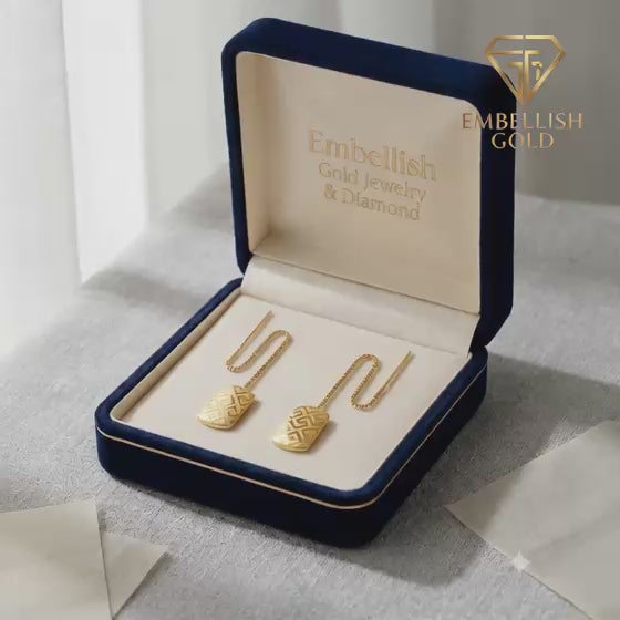 18k Gold Zigzag Tic Tac Earrings - 18k Gold Earrings - Embellish Gold Jewelry & Diamond