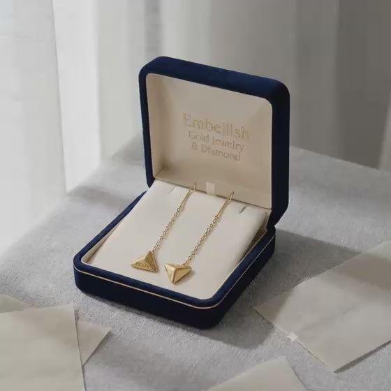 18k Gold Triangle Tictac Earrings - 18k Gold Earrings - Embellish Gold Jewelry & Diamond