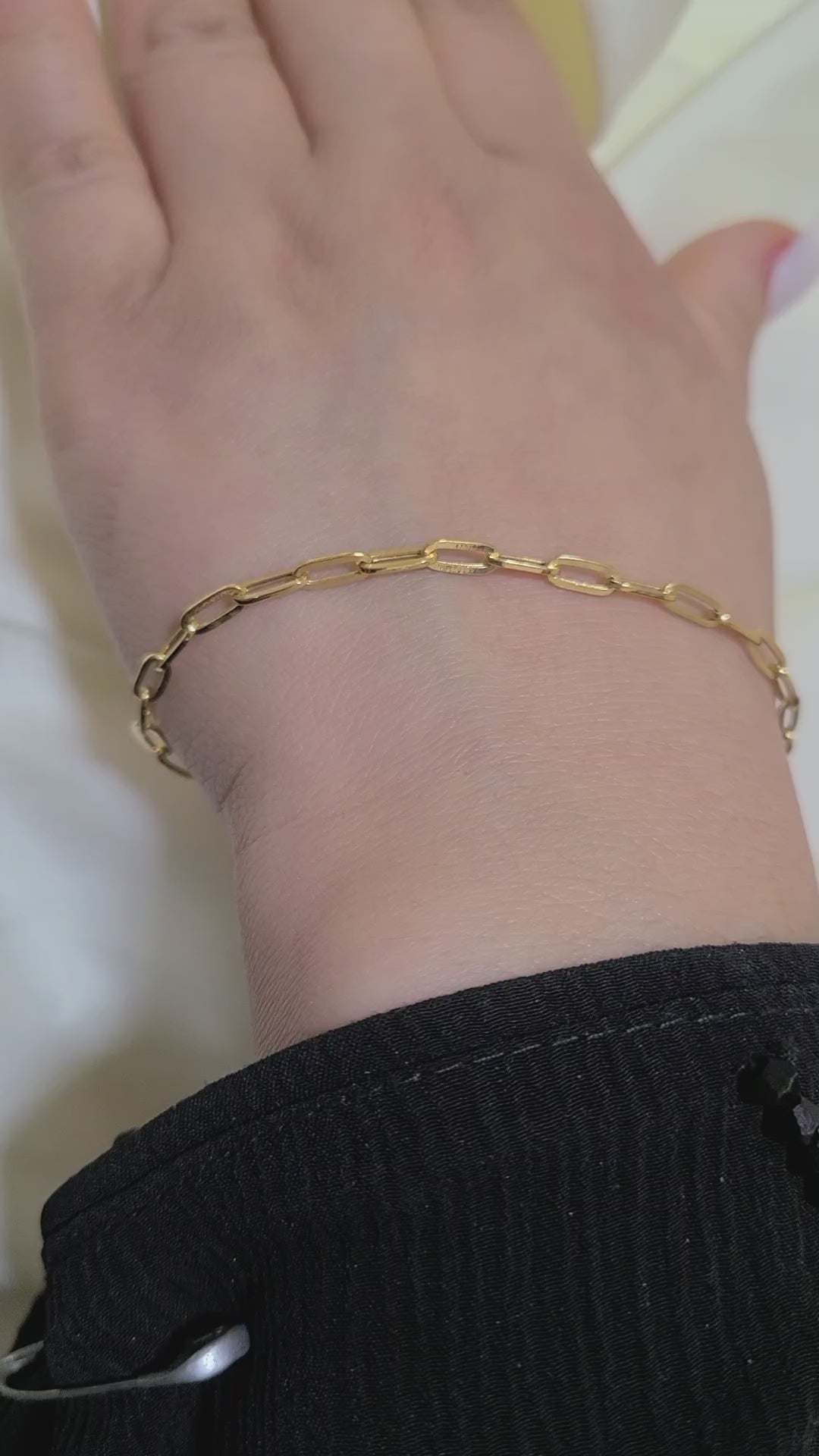 18K Real Gold Paper Clip Bracelet