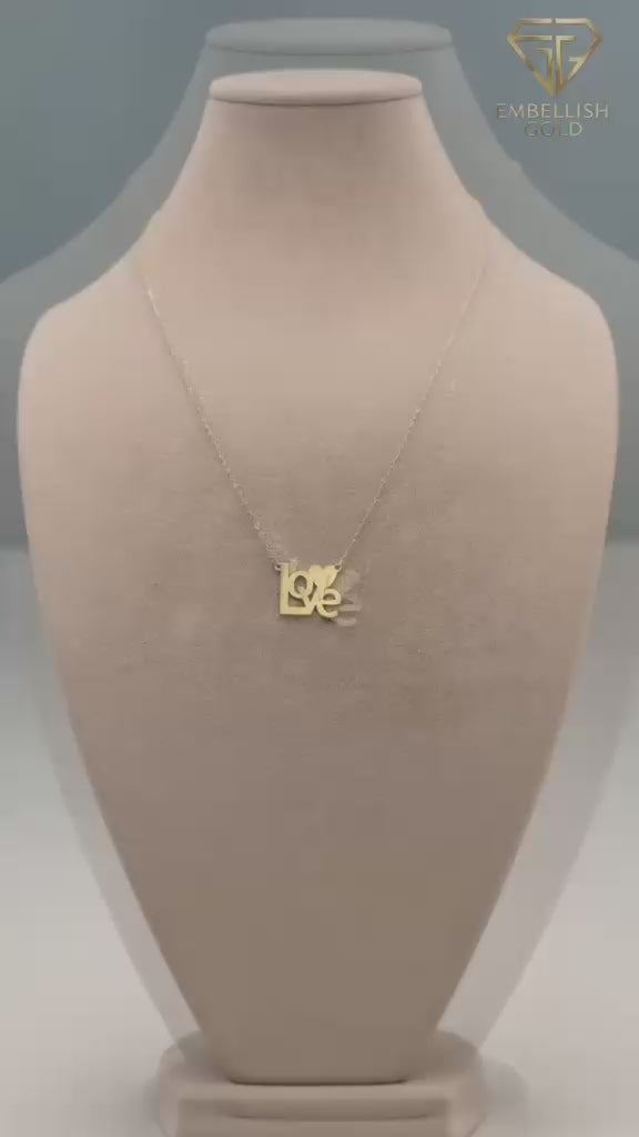 18k Gold Love Over Heart Necklace - 18k Gold Necklace - Embellish Gold Jewelry & Diamond