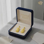 18K Real Gold Lv Texture Earrings