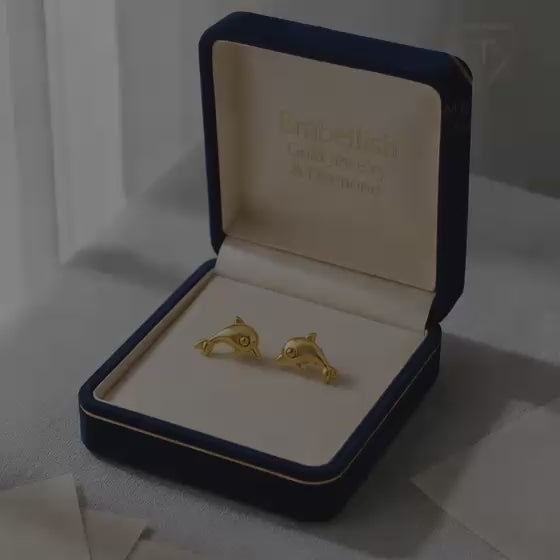 18K Real Gold Dolphine Earrings - 18k Gold Earrings - Embellish Gold