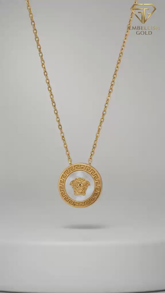 18k Gold Versace Face Necklace - 18k Gold Necklace - Embellish Gold Jewelry & Diamond