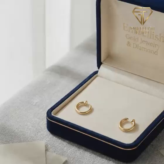 18K Real Gold  Nail Earrings - 18k Gold Earrings - Embellish Gold