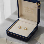 18k Gold Diamond Round Earrings