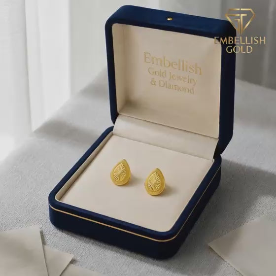 18K Gold Big Teardrop Screw Earrings - 18k Gold Earrings - Embellish Gold Jewelry & Diamond
