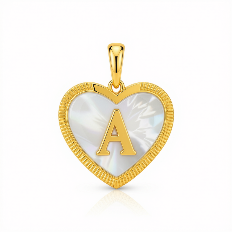 18k Gold Letter A on Jade Stone - 18k Gold Pendant - Embellish Gold