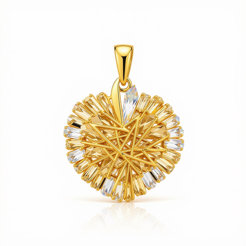 18k Gold Dia Cut Heart Pendant - 18k Gold Pendant - Embellish Gold Jewelry & Diamond