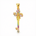 18k Gold 4 Petal Key Pendant