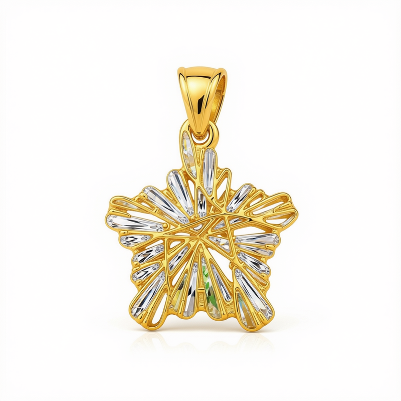 18k Gold Dia Cut Star Pendant - 18k Gold Pendant - Embellish Gold Jewelry & Diamond