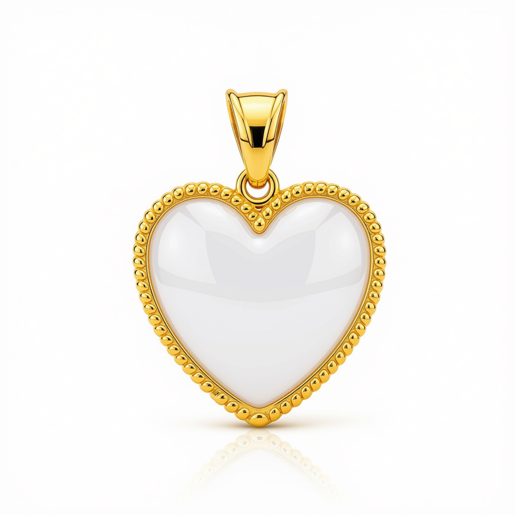 18k Gold Jade Heart Pendant
