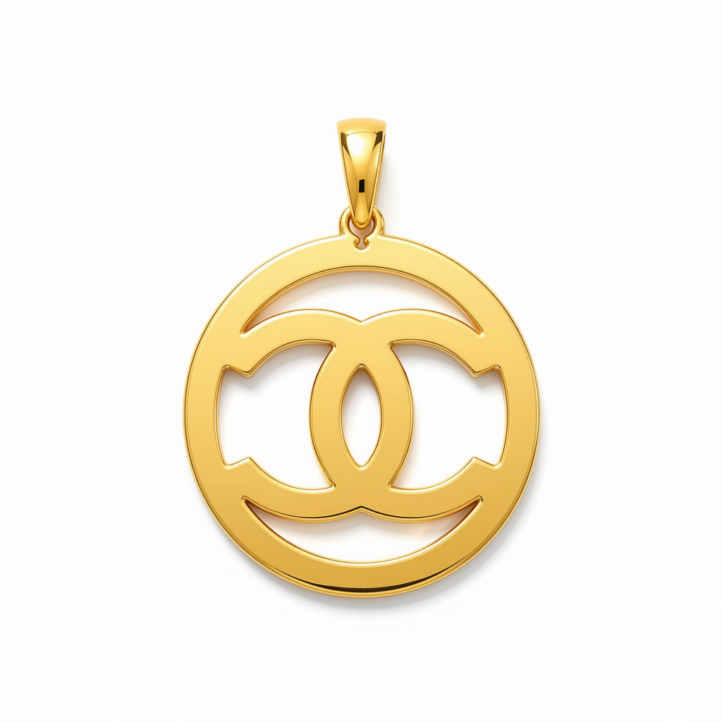 18k Gold CC Big Pendant - 18k Gold Pendant - Embellish Gold