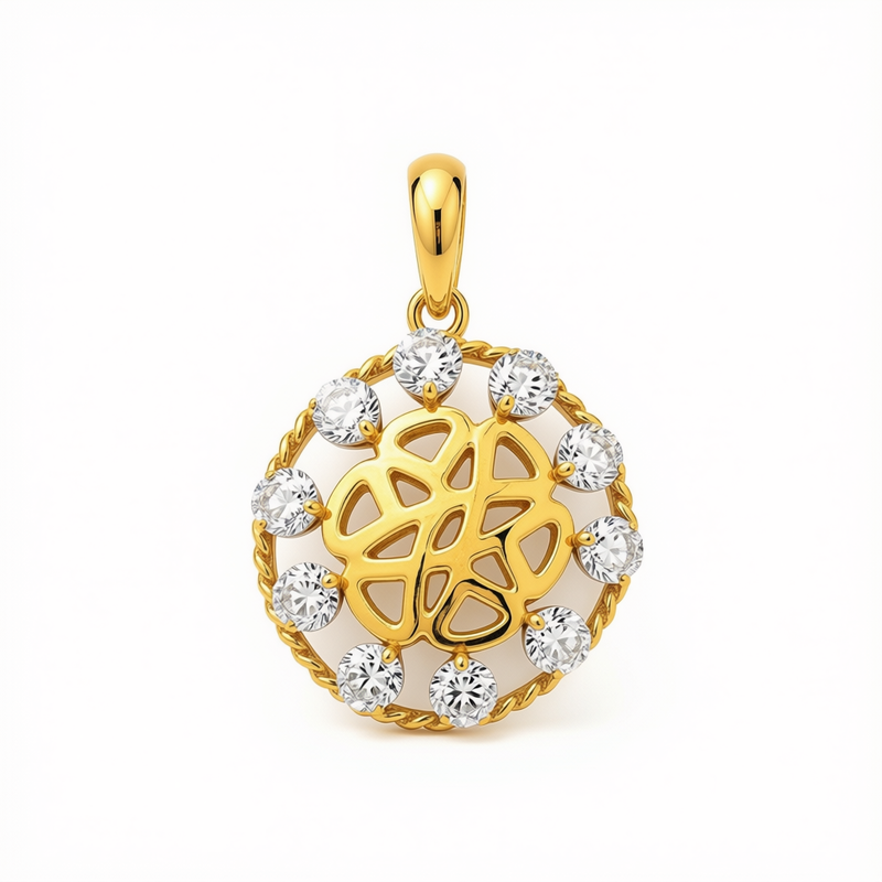 18k Flower with Zircon Stone Pendant - Products - Embellish Gold