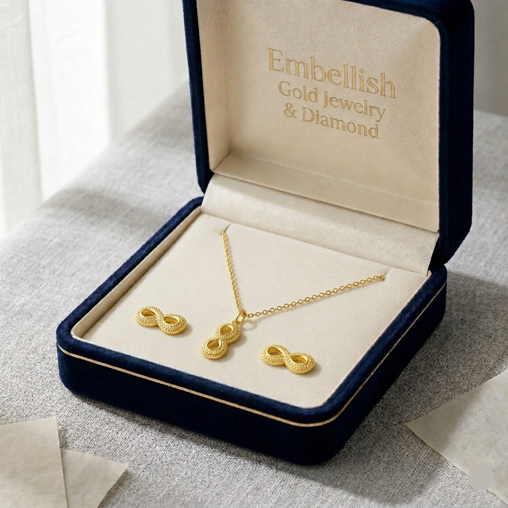 18k Gold infinity dot Jewelry Set