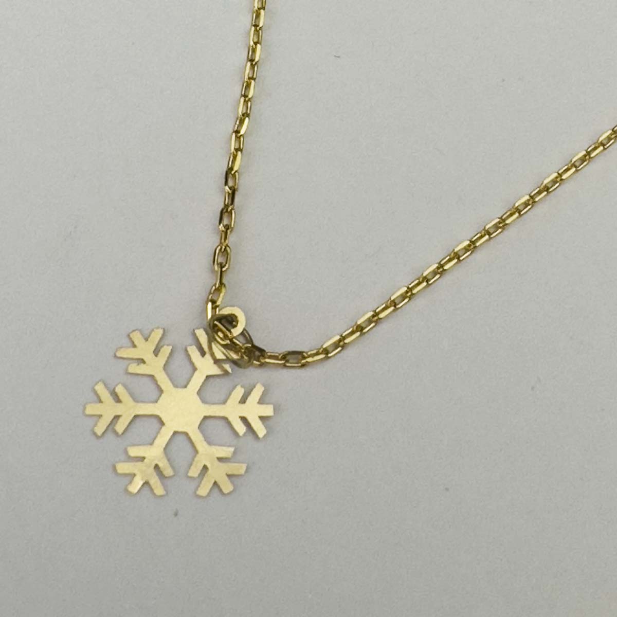 18k Real Saudi Gold Snowflake Necklace 059