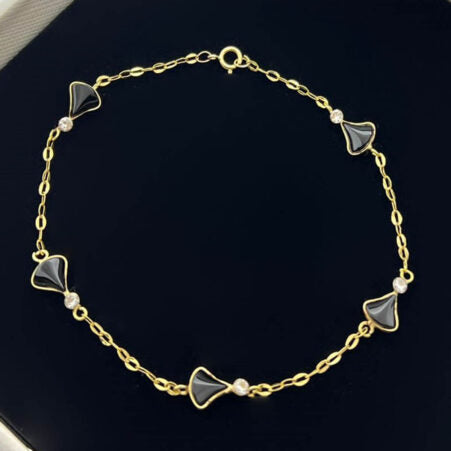 18k Real Saudi Gold 5 Charm Bracelet 086