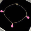 18k Real Saudi Gold Pink Chalcedony Drop Bracelet 105 - Embellish Gold