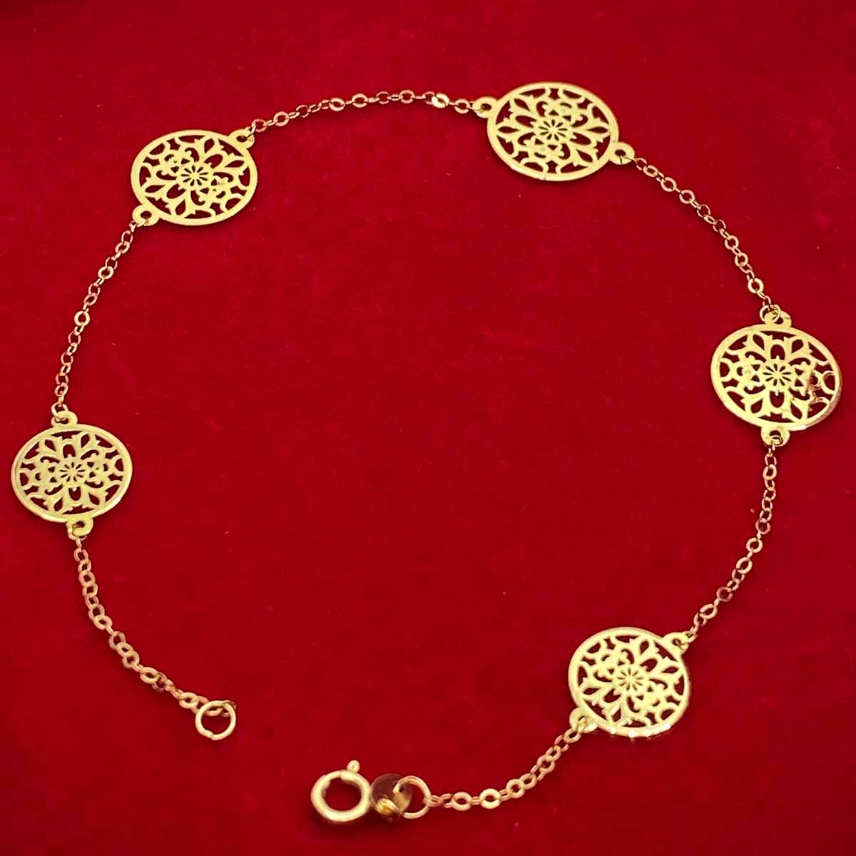 18K Real Saudi Gold Disc Bracelet 016