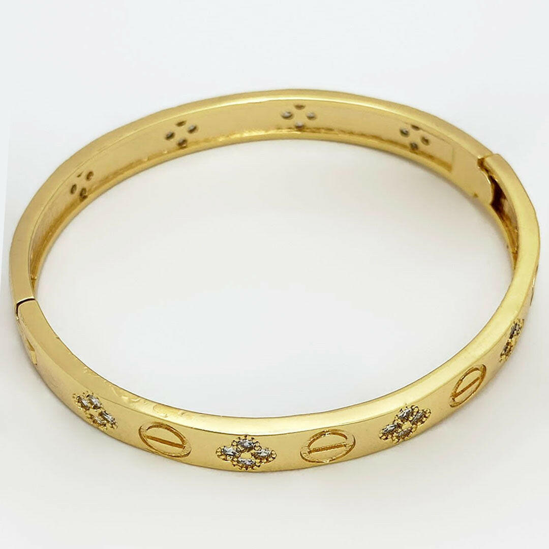 18k Real Saudi Gold 10 Flower Patches Bangle 118