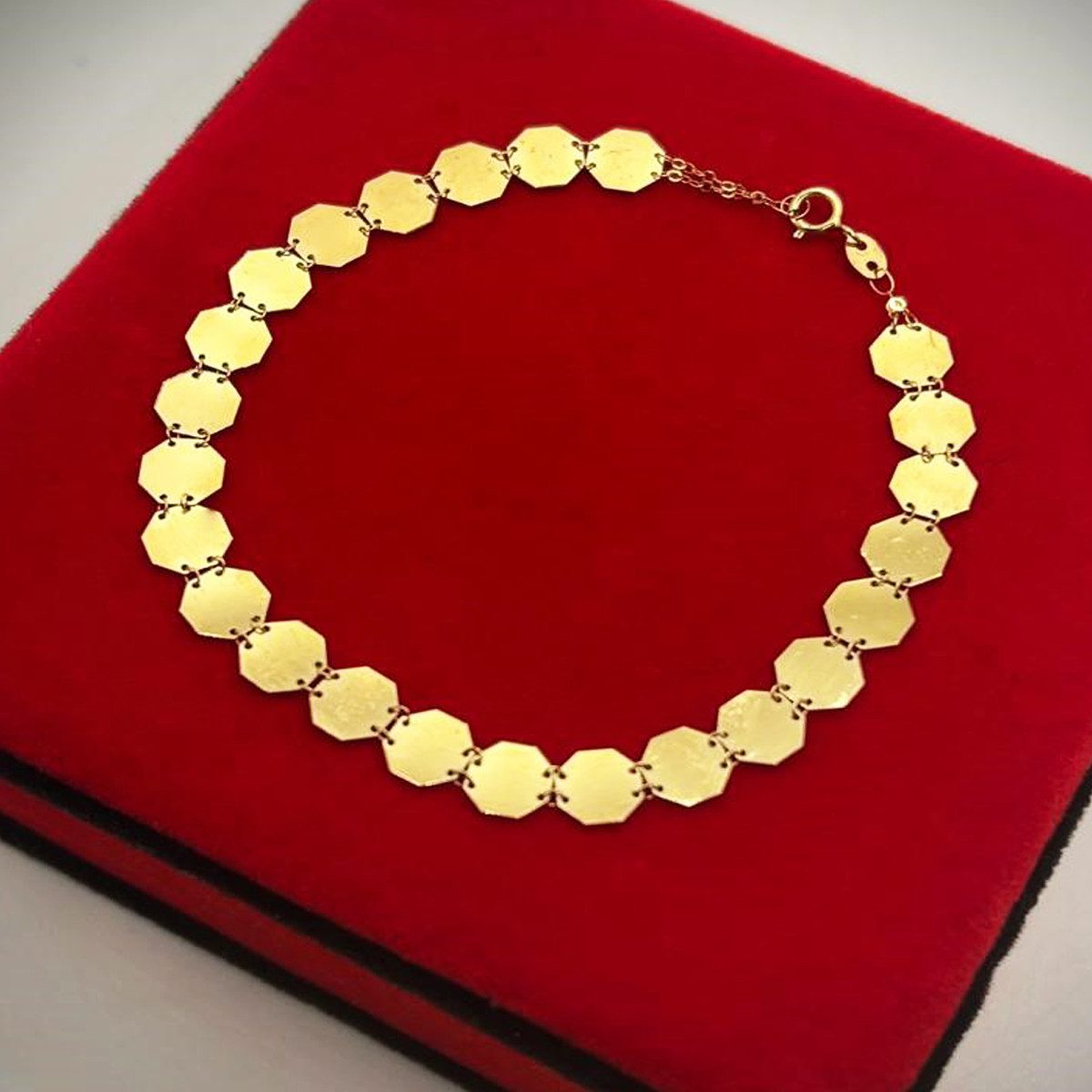 18k Real Saudi Gold Hexagon Bracelet 088
