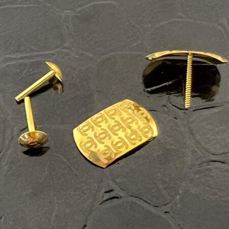 18k Real Saudi Gold Curved Screw Earrings 061