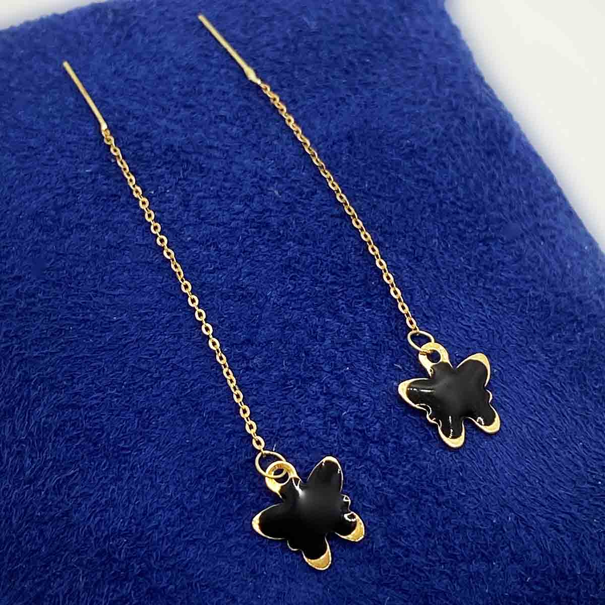18K Real Saudi Gold Butterfly Earrings 008