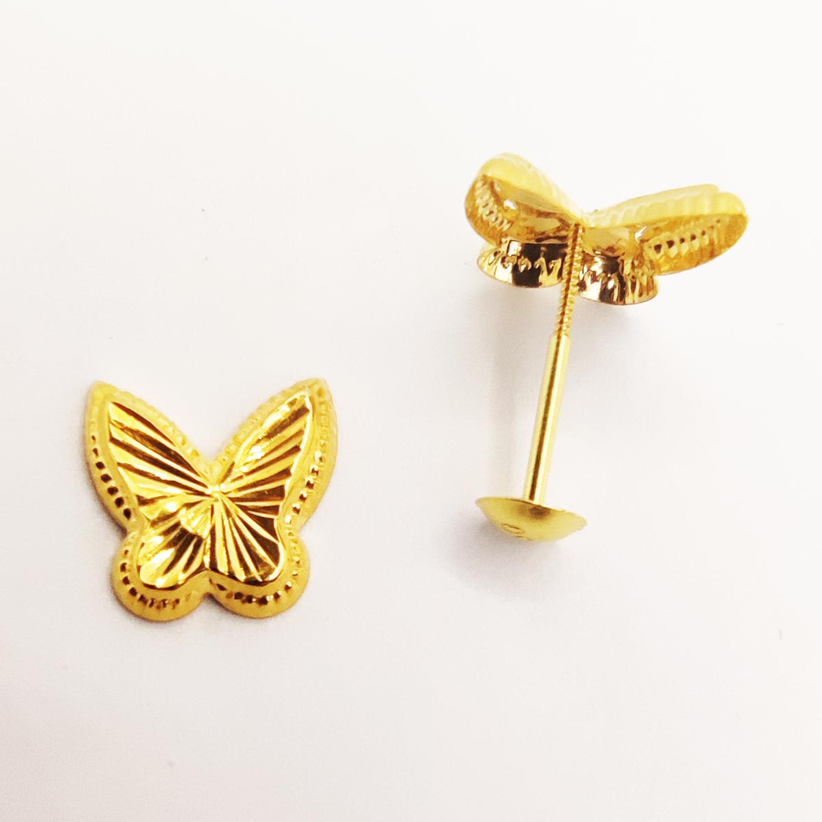 18K Real Saudi Gold Butterfly Earrings 013