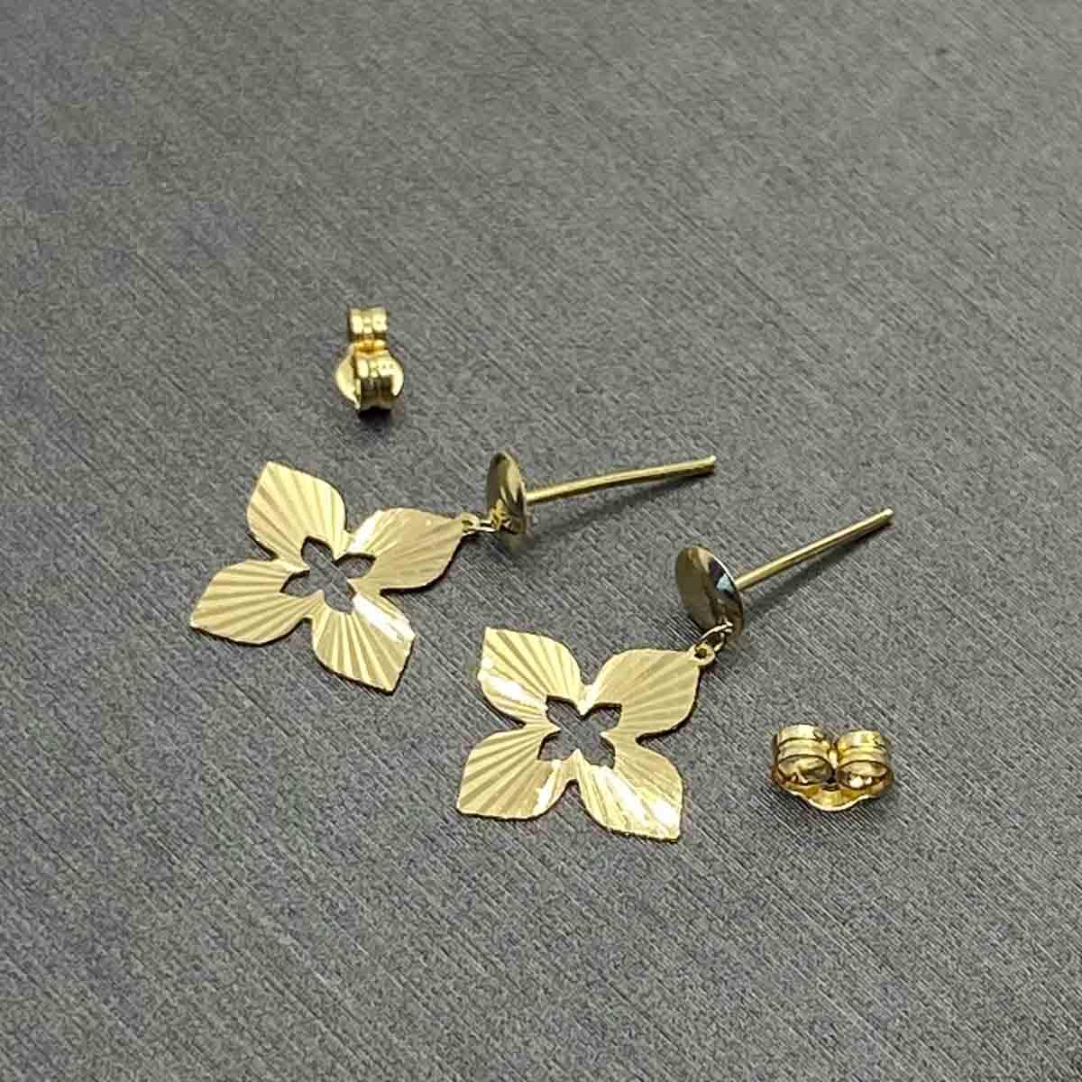 18K Saudi Gold Flower Earrings 003