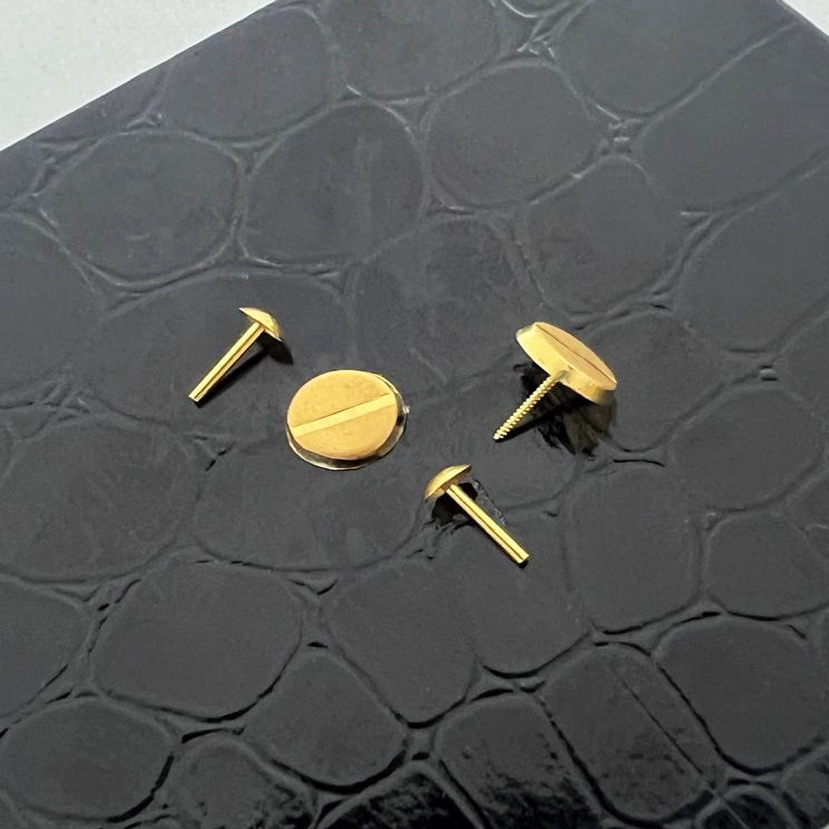 18k Real Saudi Gold Plate Screw Earrings 051