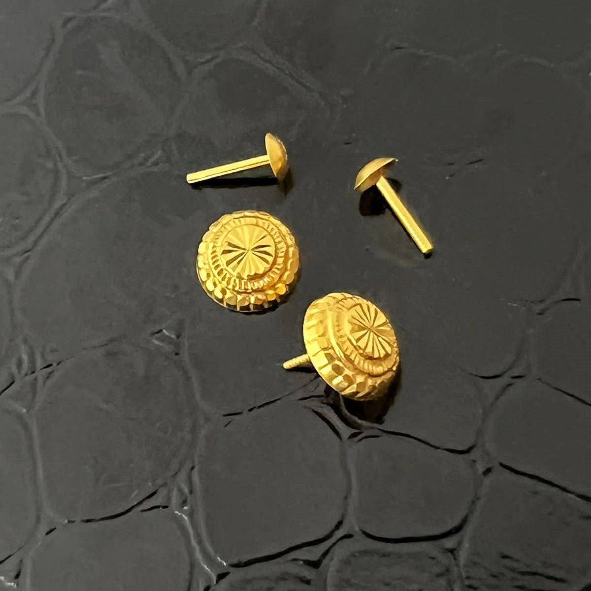 18k Real Saudi Gold Umbrella Screw Earrings 050