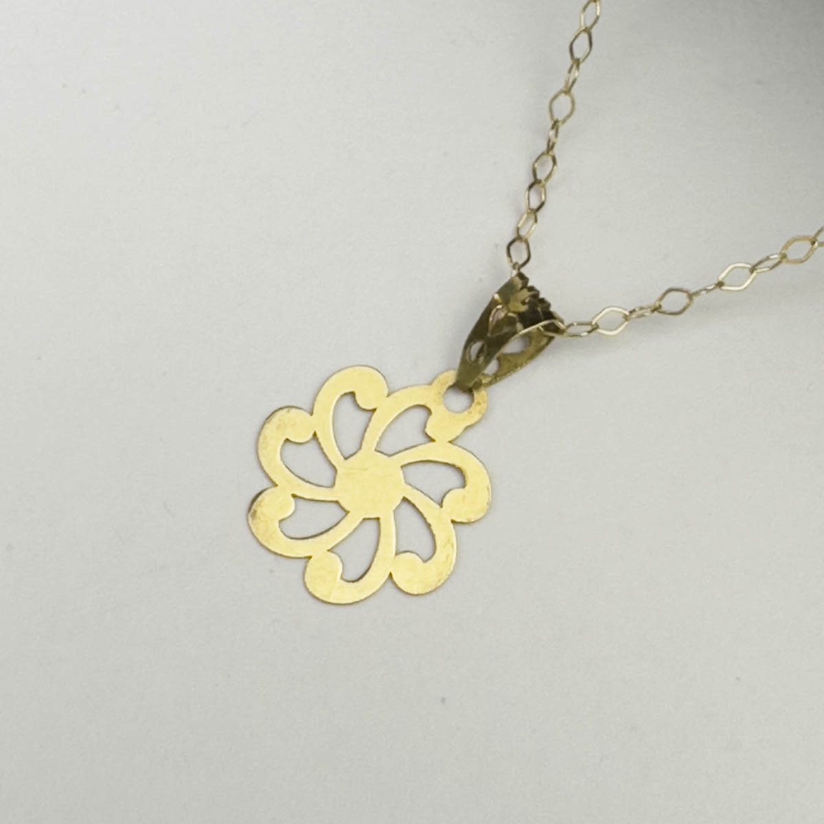 18k Real Saudi Gold Flower Necklace 037