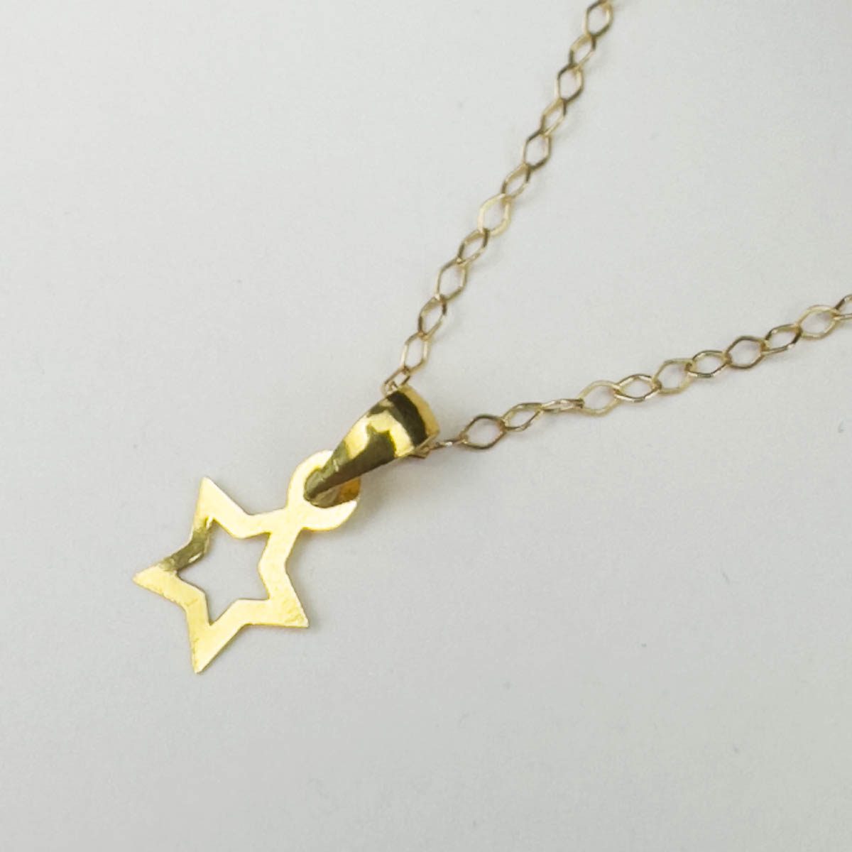 18K Real Saudi Gold Star Necklace 055