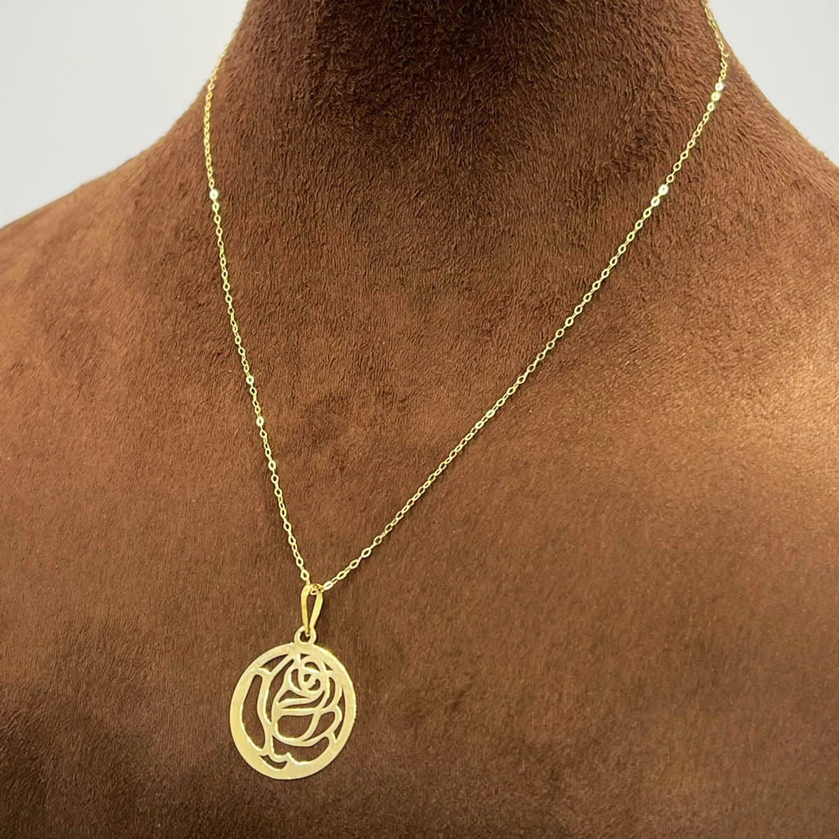 18k Real Saudi Gold Rose Flower Necklace 112