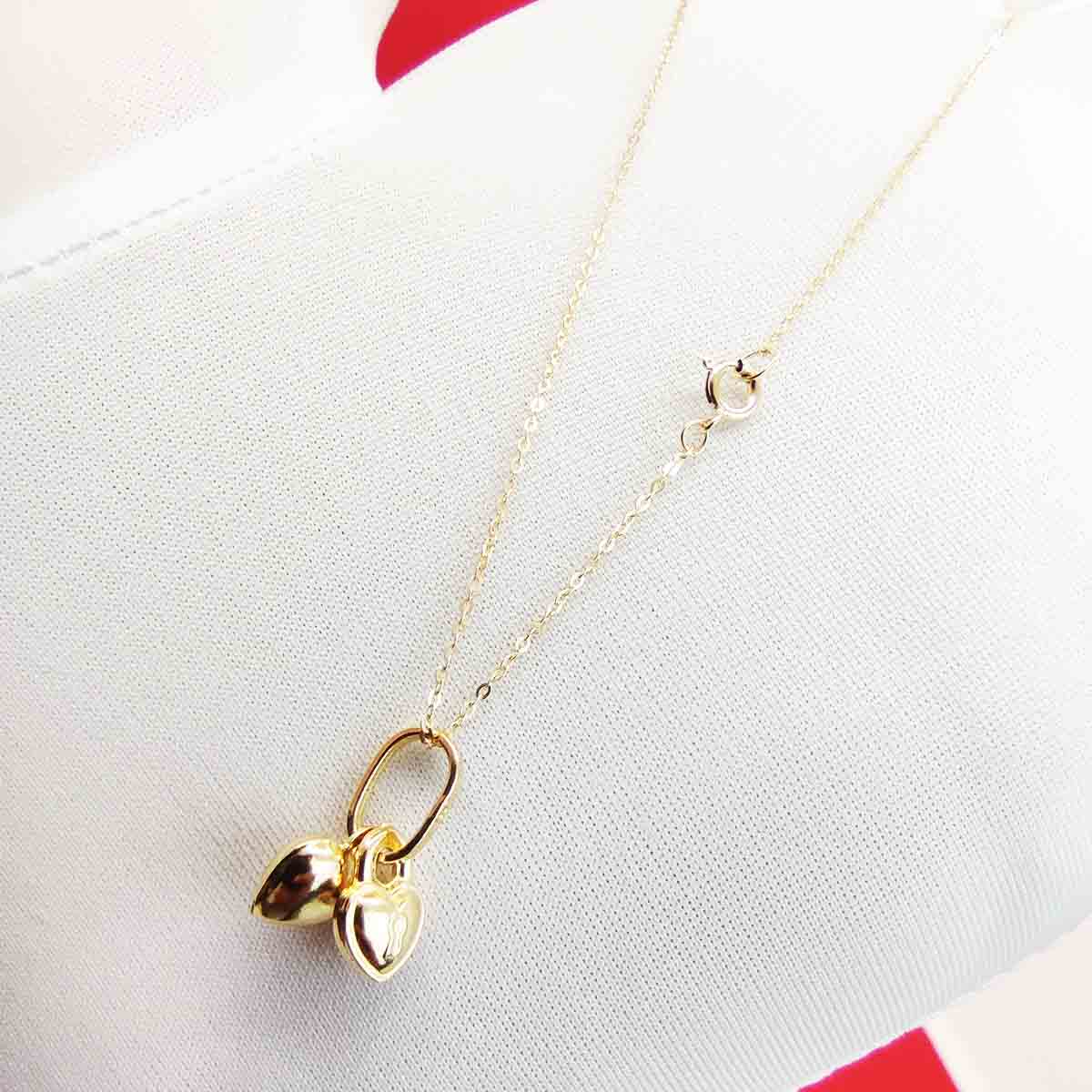 18K Gold Double Heart Necklace 007 - Embellish Gold