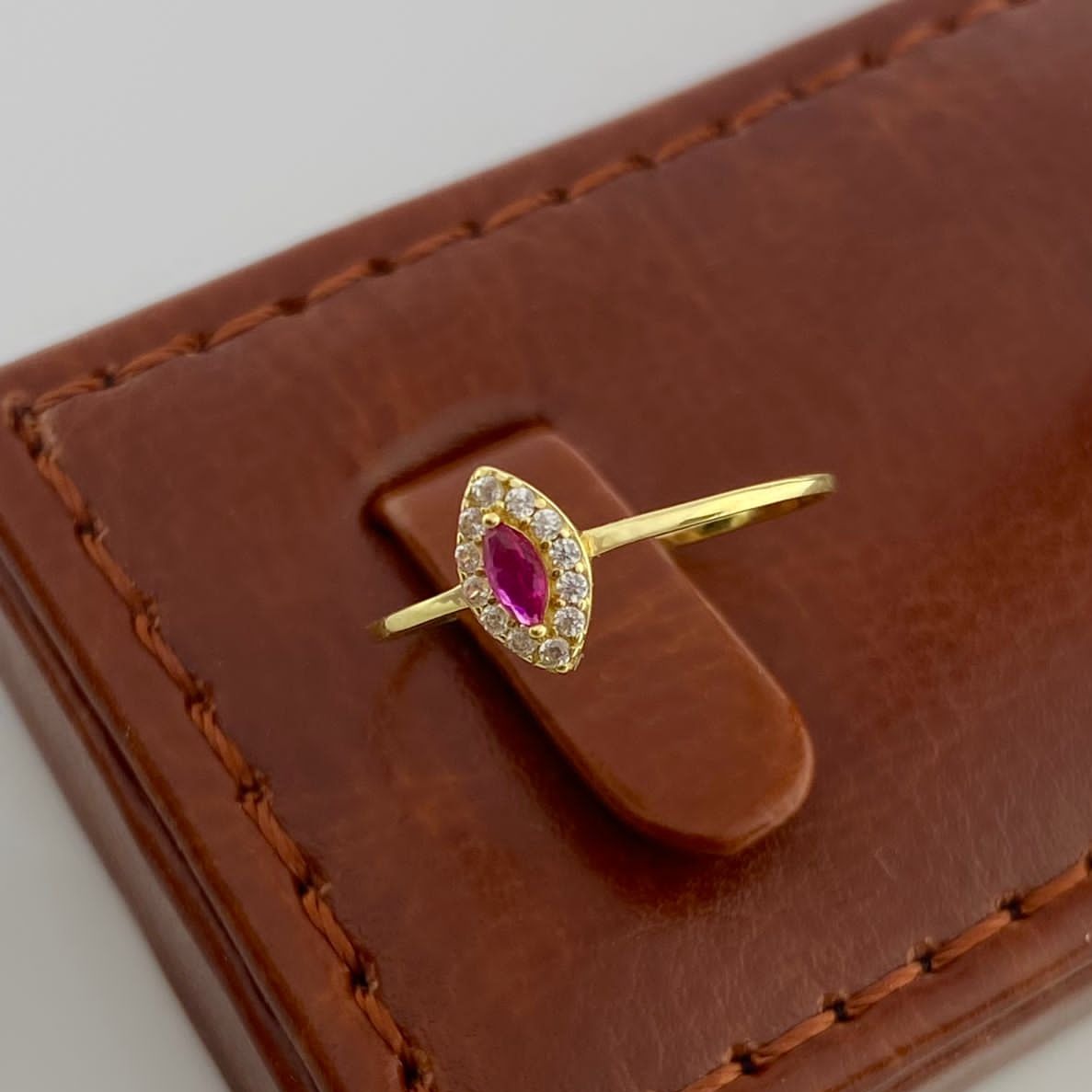 18K Real Gold Scarlet Drop Ring Red - Embellish Gold