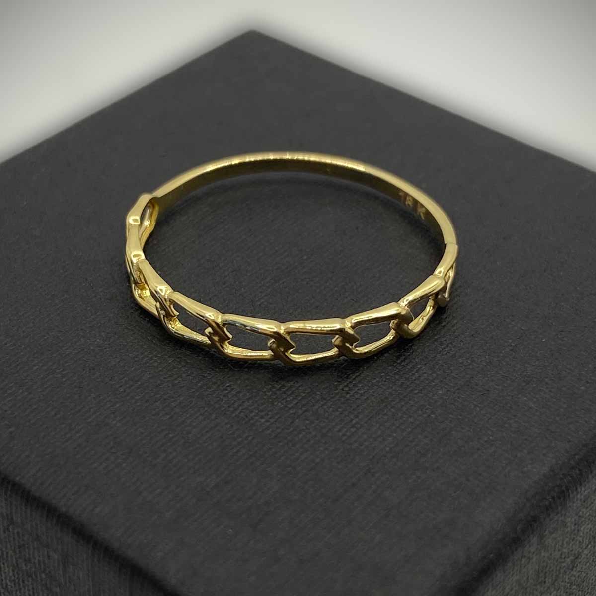 18K Real Saudi Gold Unisex Chain Ring 006