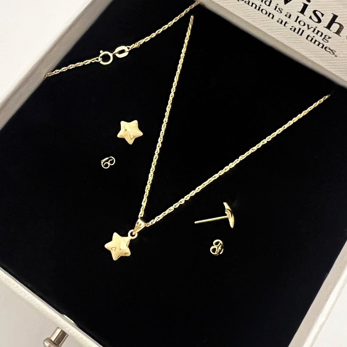 18k Real Gold Star Earring And Necklace Set 013